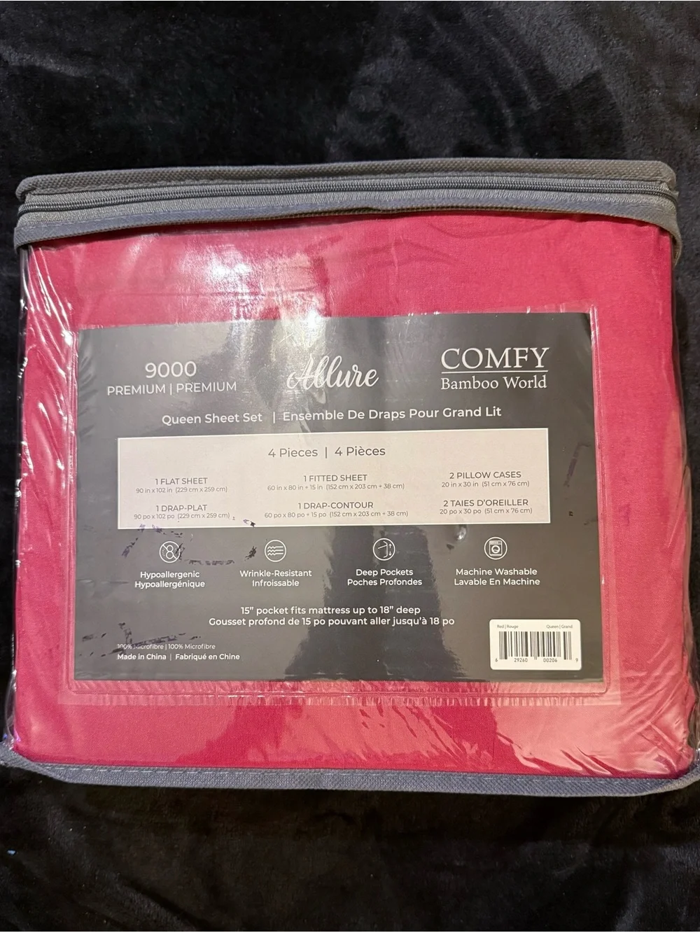 Comfy USA Allure 9000 Queen Sheet Set - Red